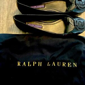 NIB! Ralph Lauren Purple Label Black Patent Flats Size 39B